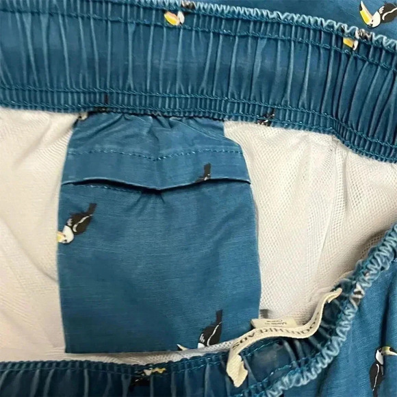 Goodthreads Men's XS Blue Toucan Print Swim Shorts Mesh Lined with Drawstring - Picture 4 of 4